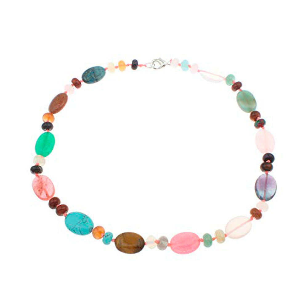 Stylish and Simplistic Oval Shape Natural Gemstone Beaded Necklace for Women