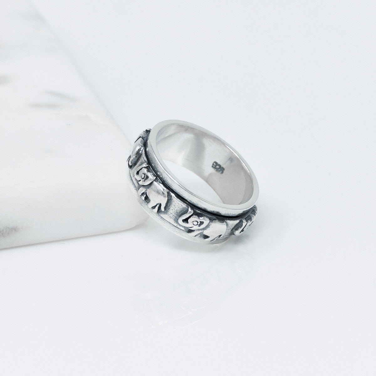 Sterling Silver Elephant Spin Ring