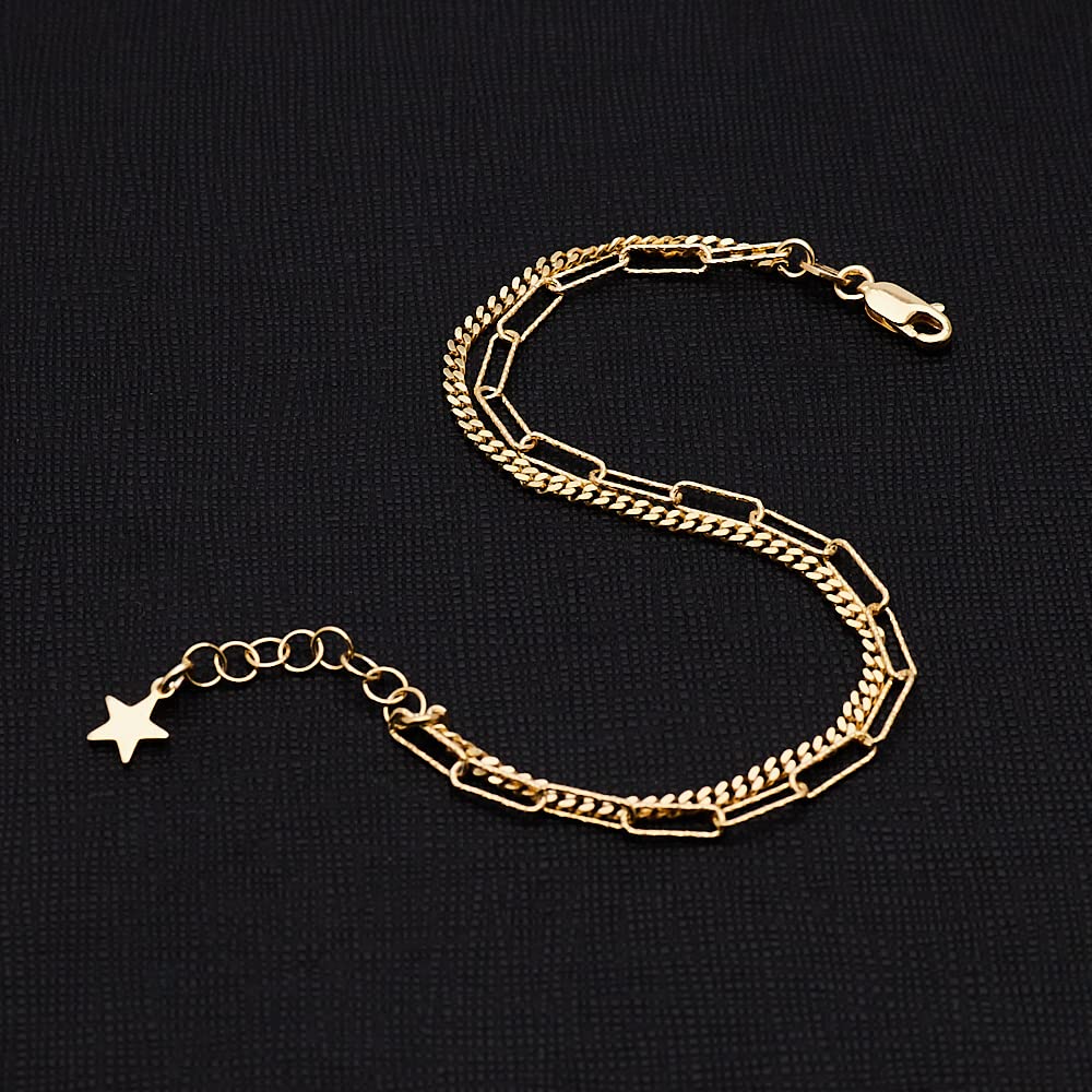 Stunning Womens Italian 925 Silver Gold Plated Charm Bracelet
