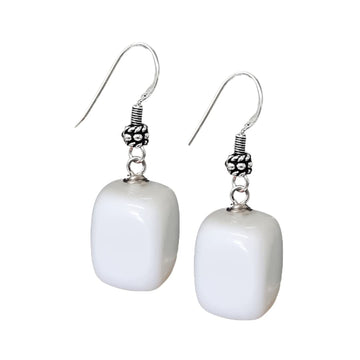 womens white beaded earrings drop