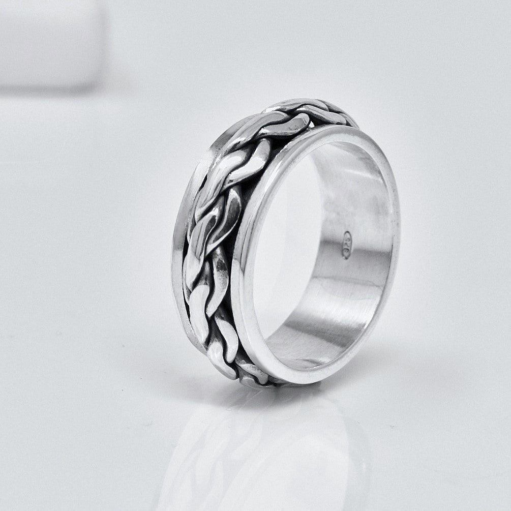 Briaded Design Sterling Silver Ring For men