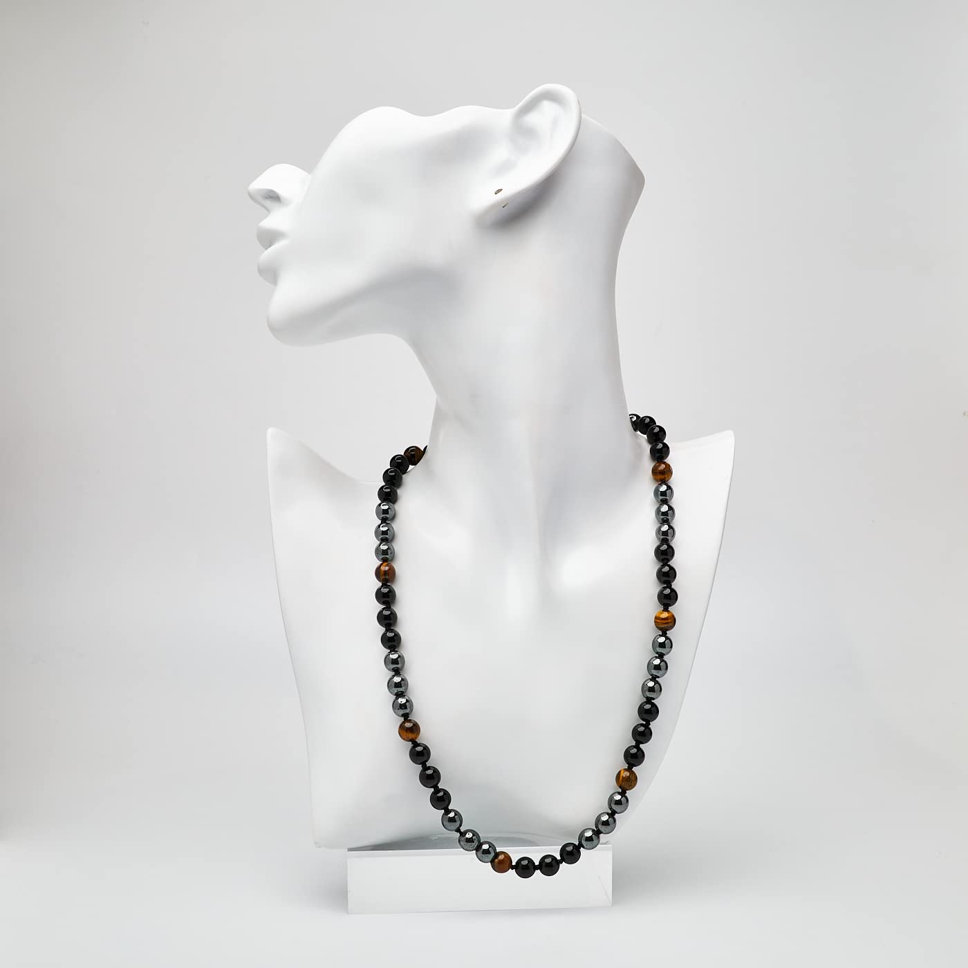 Mens Black Beaded Necklace