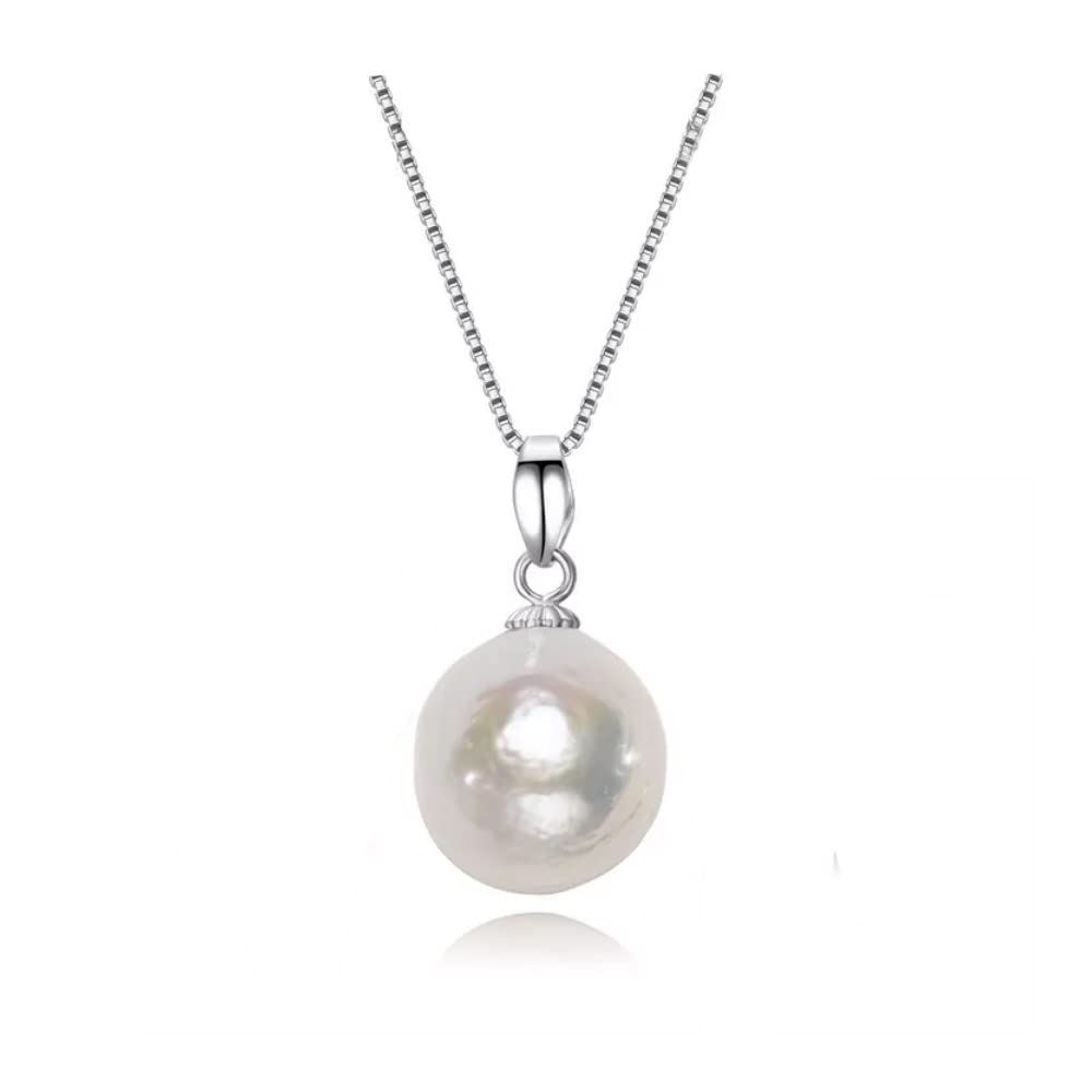 Womens Freshwater Pearl Pendant on Sterling Silver Box Chain Necklace