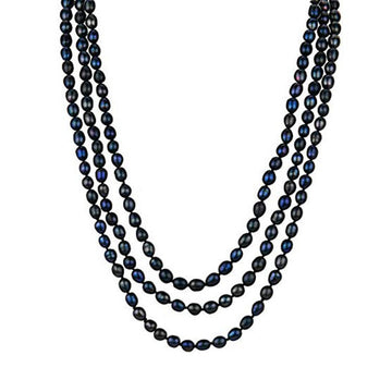 Black Long Pearl Necklace for Women