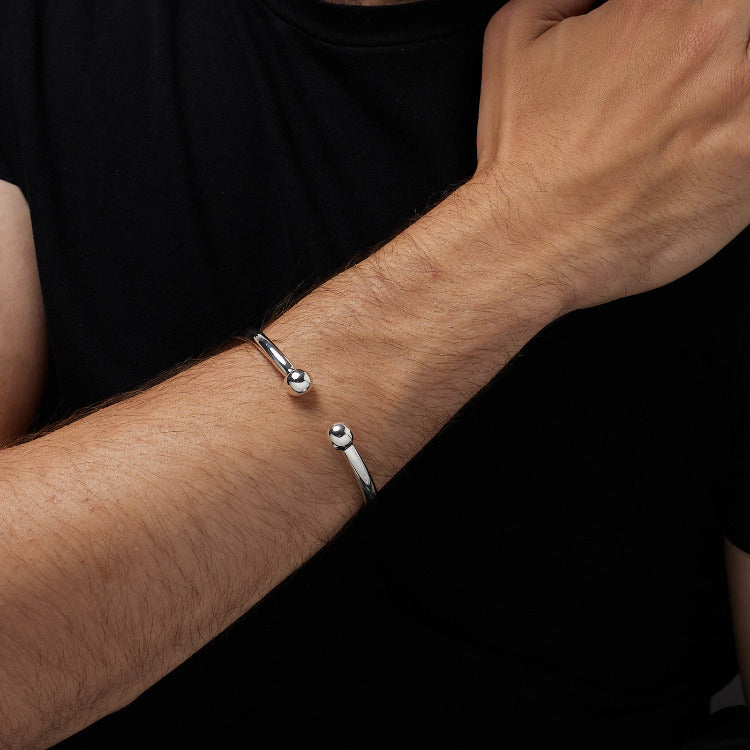 Mens Silver Torque Bangle | Heavy Solid 925 Sterling Silver Cuff Bracelet For Men