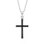 925 Sterling Silver Black Enamel Cross Pendant Necklace For Men and Women