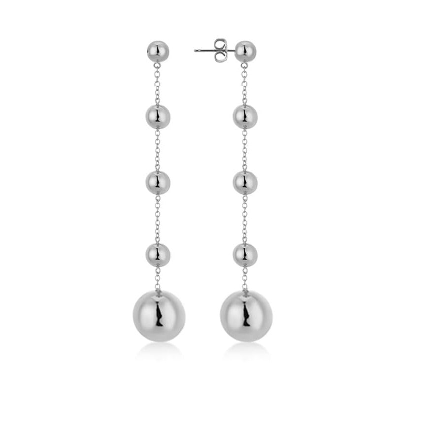 Silver beaded drop earrings TreasureBay