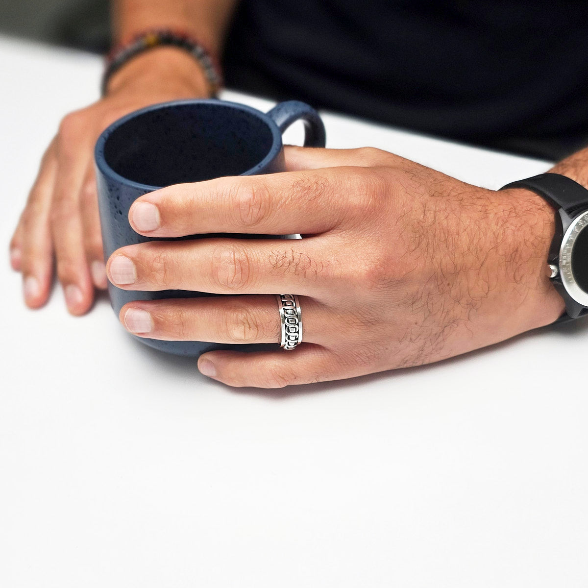 9MM Solid Silver Spinning Ring For Men | Ring Size: P R T W Y Z