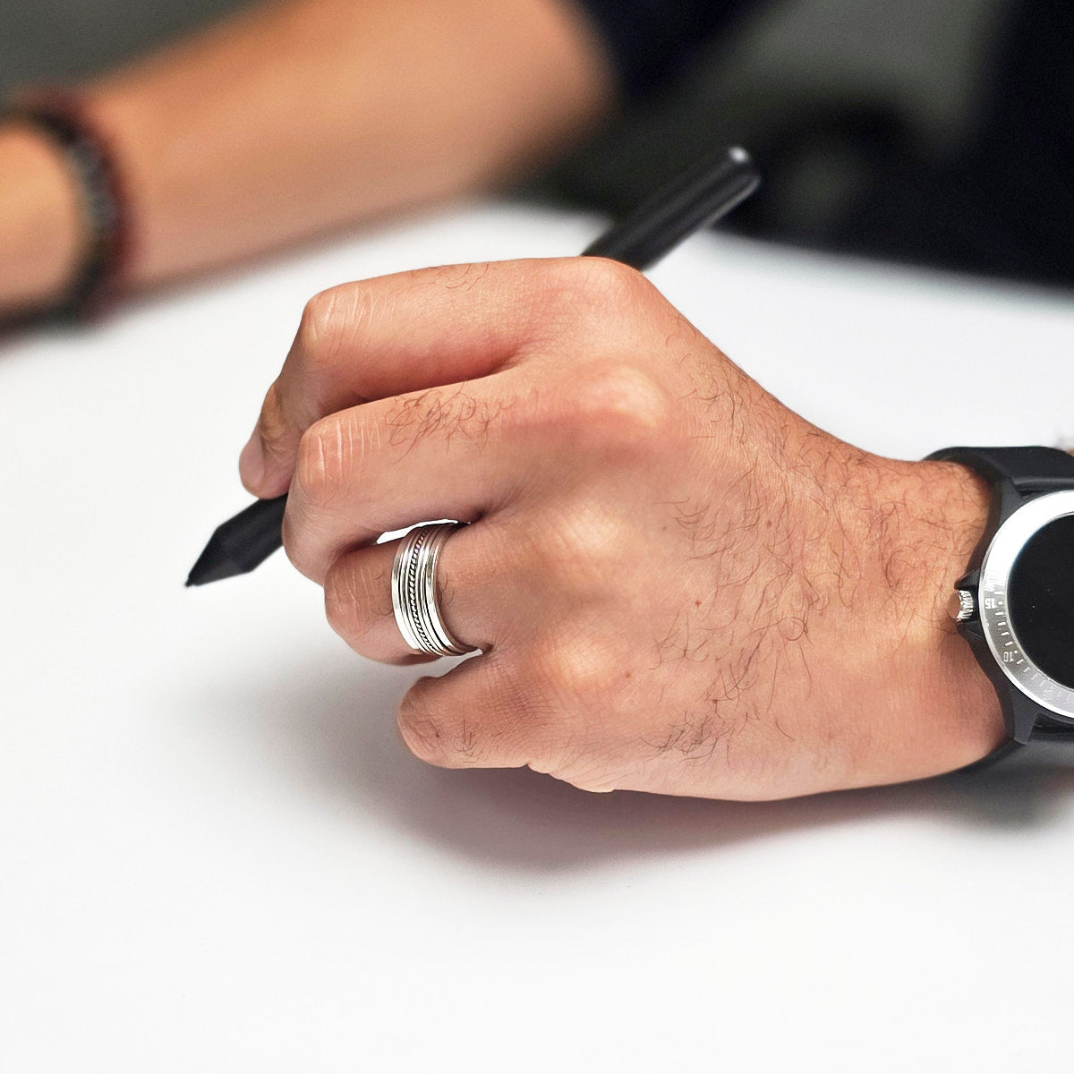 Sterling Silver Rope Design Spin ring