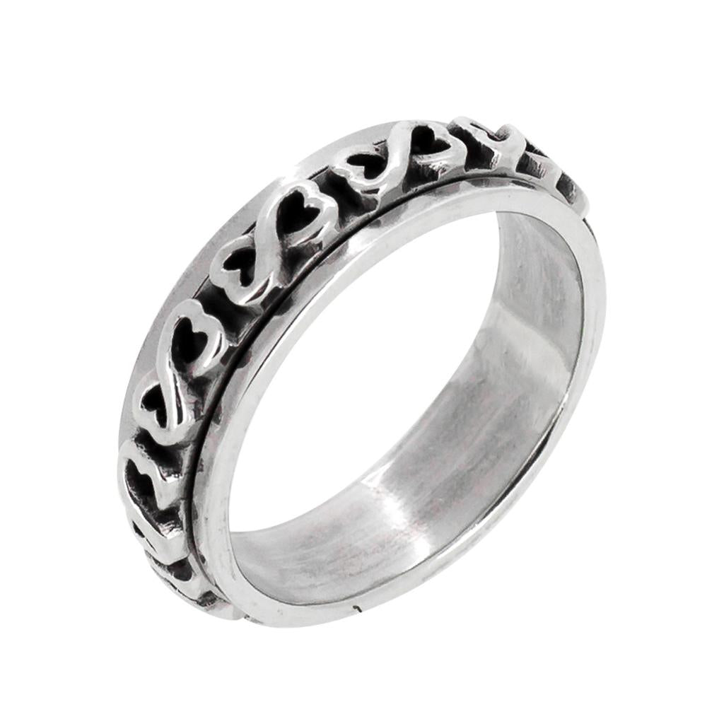Silver Infinity Heart Spinning Ring for Women