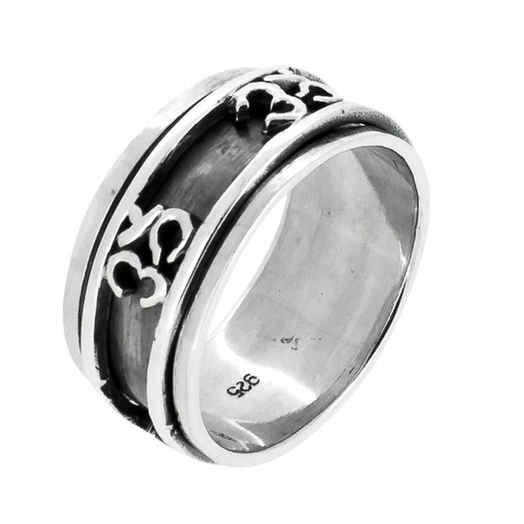 Om Aum Silver Spinning Ring for men