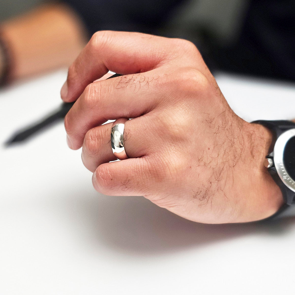 Plain stering silver band ring 7mm