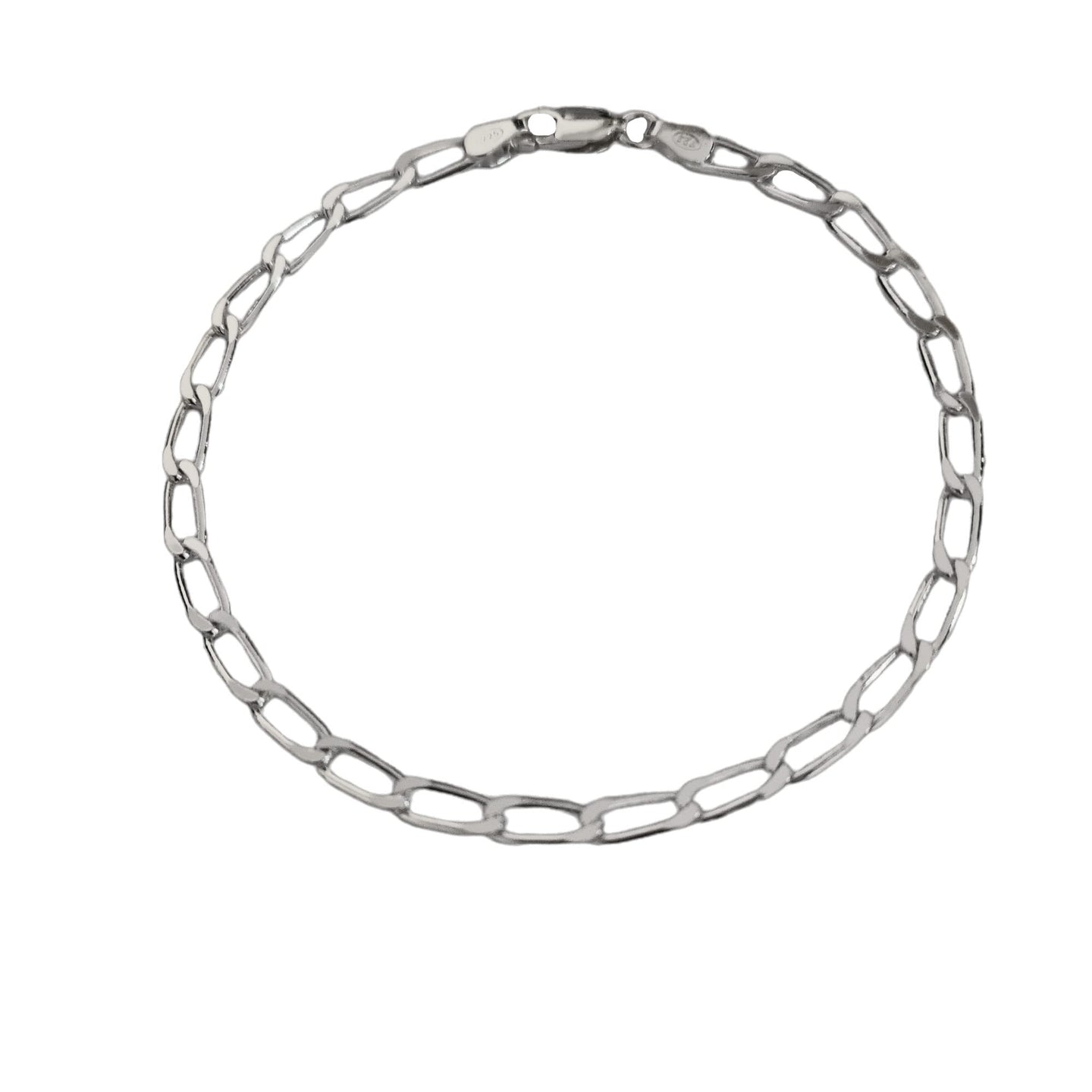 Womens Italian 925 Sterling Silver Links Belcher Paper Clip Chain Charm Bracelet