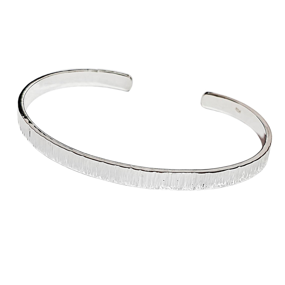 Handcrafted Hammered Silver Bangle – Elegant Gift for Her