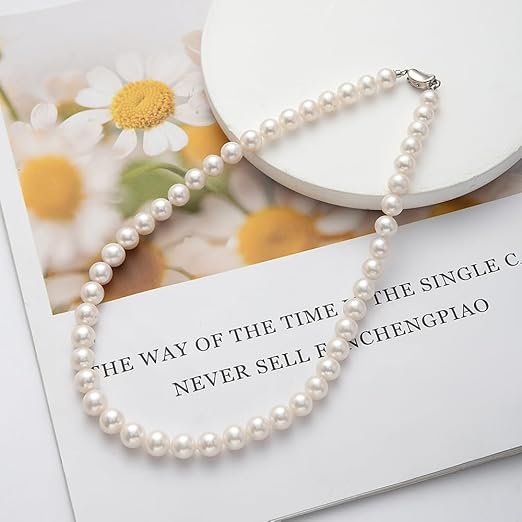 White Freshwater 7-8mm AA Grade Pearl Necklace For Women