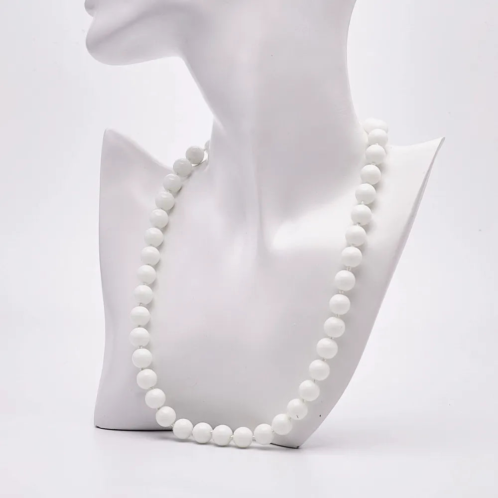 Womens White Shell Beaded Necklace With Magnetic Clasp
