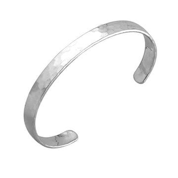 Womens Hammered Silver Bangle