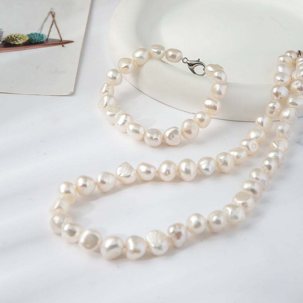 baroque pearl necklace bracelet set for women girls