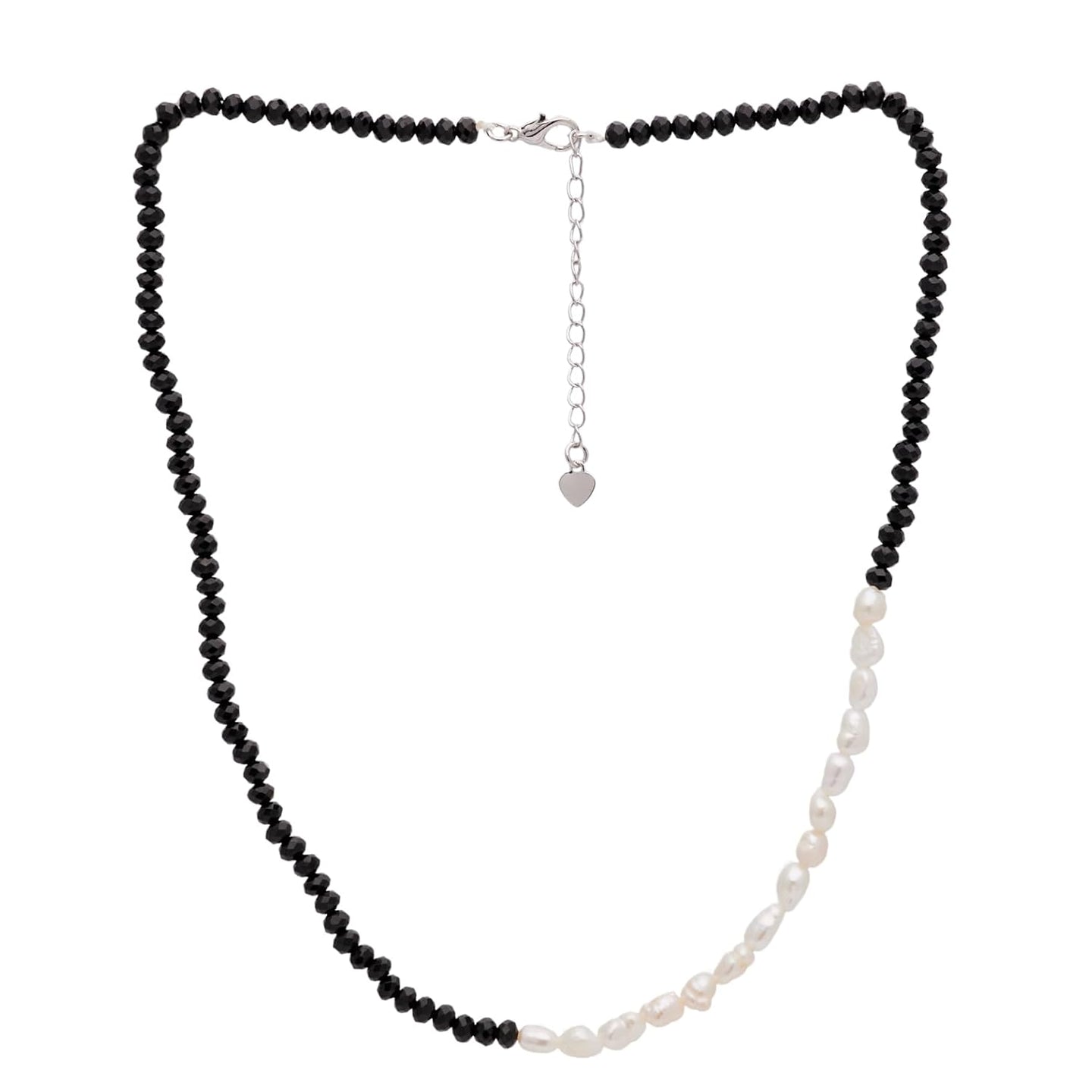 Womens Girls Beaded Choker Necklace - Natural Gemstones and Freshwater Pearl Necklace