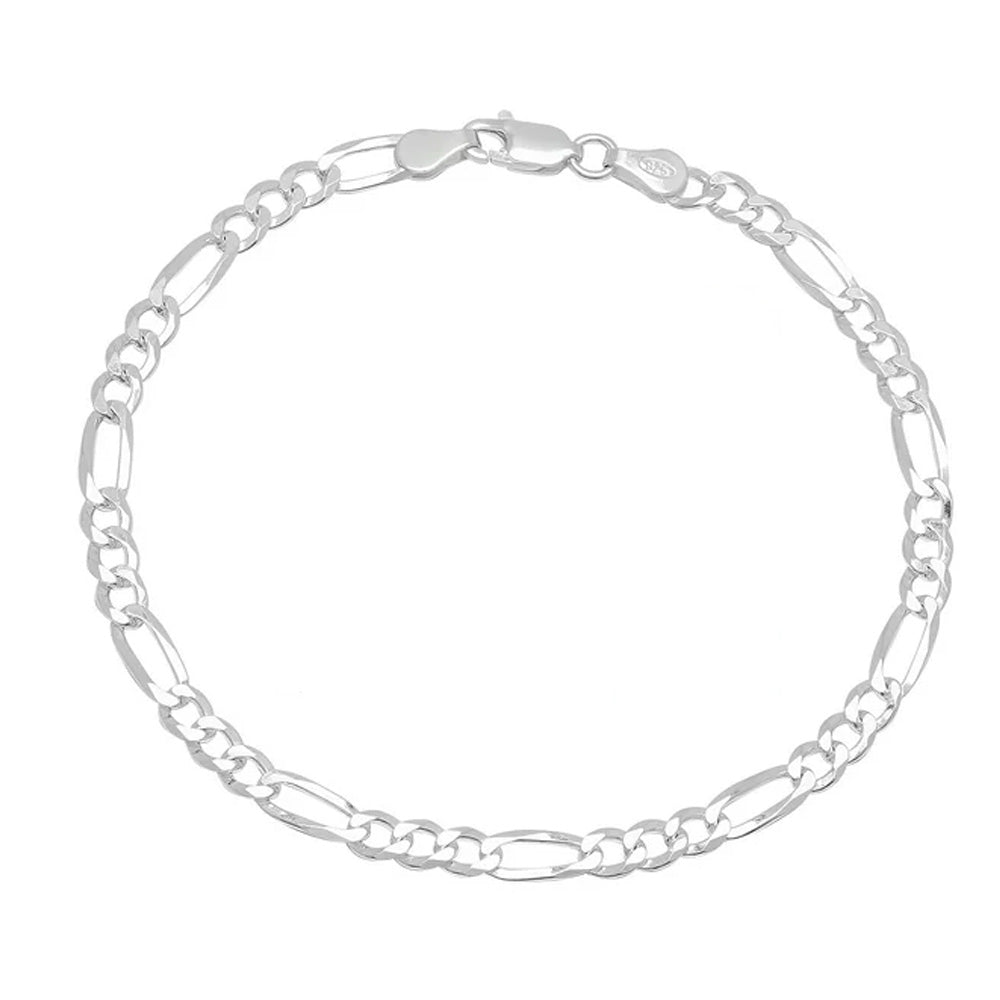 5mm Figaro Chain Bracelet For Men | 925 Silver Chain Made in Italy