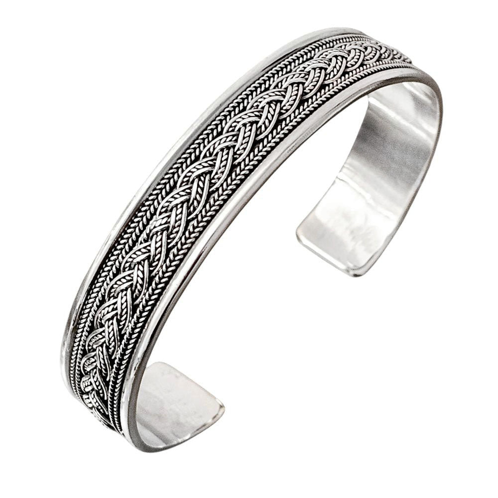 Silver cuff bangle for men celtic design