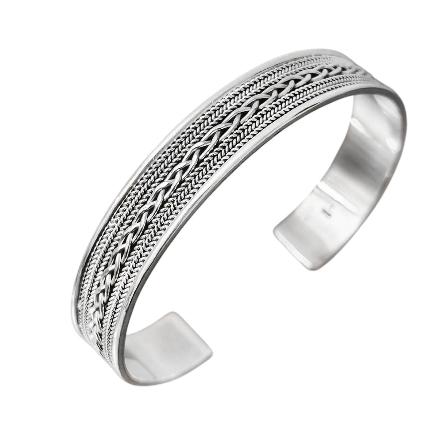 braided silver bangle