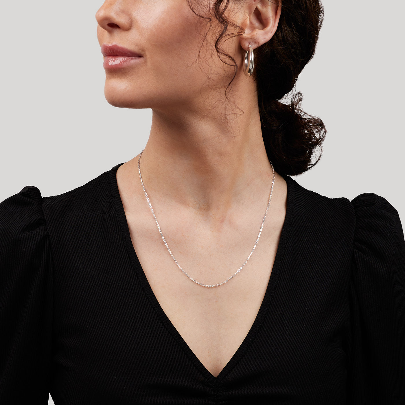 Fine Silver Chain Necklace for Men and Women | 1.6mm Dainty Silver Chain Choker, Stack Layering Necklace