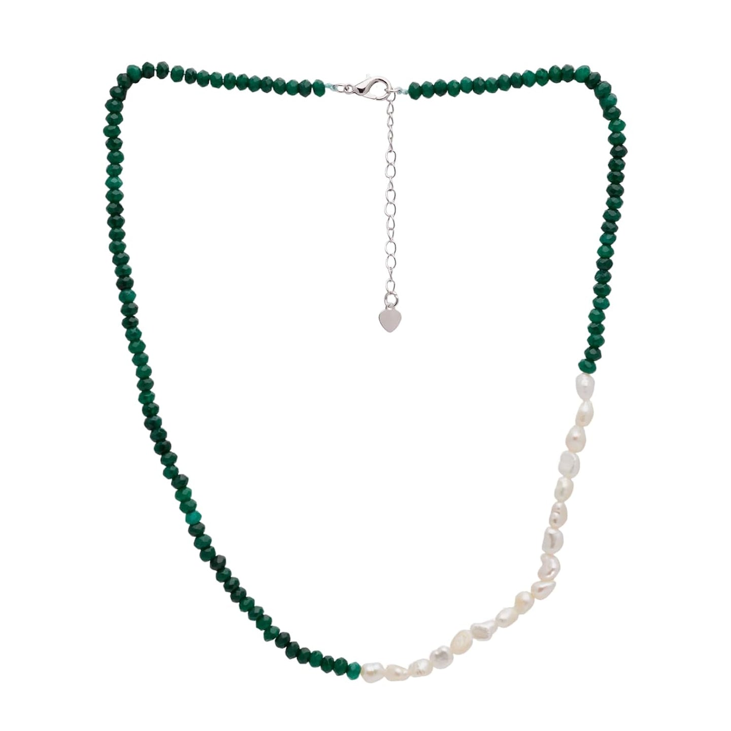 Womens Girls Beaded Choker Necklace - Natural Gemstones and Freshwater Pearl Necklace