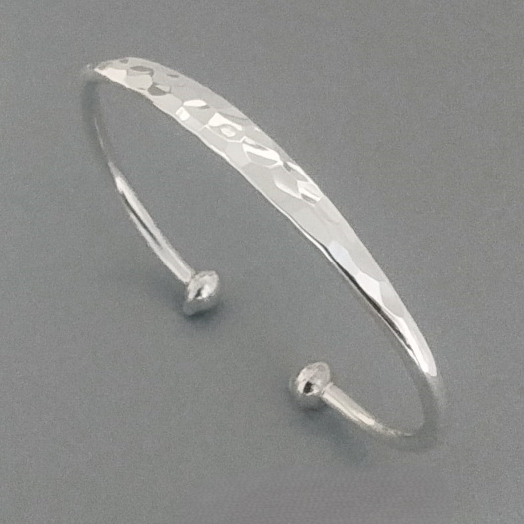 Womens Hammered 925 Sterling Silver Torque Bangle Bracelet – Gift for Her