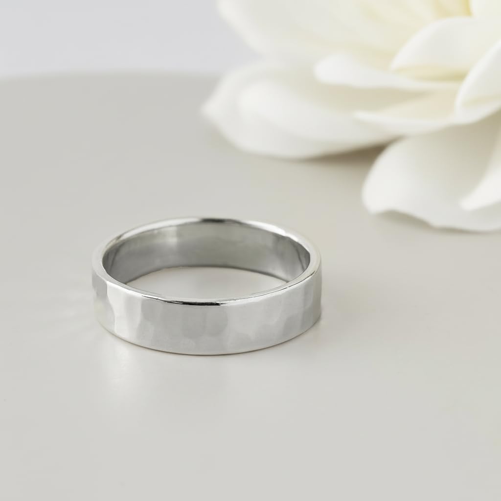 Handmade 925 Sterling Silver Hammered Ring – 5mm, Men & Women