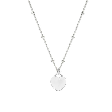 womens silver necklace heart charm pendant