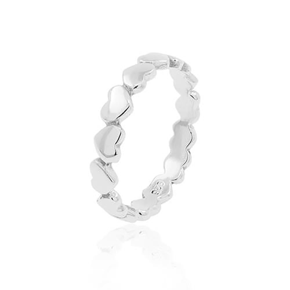 plain silver heart ring for women girls minimalist stack ring