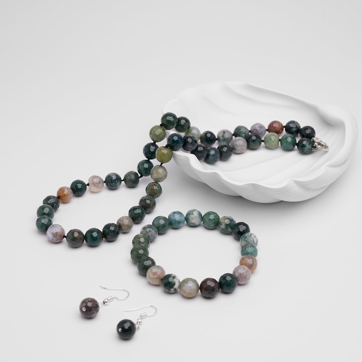 women’s Indian agate jewellery set necklace bracelet earrings