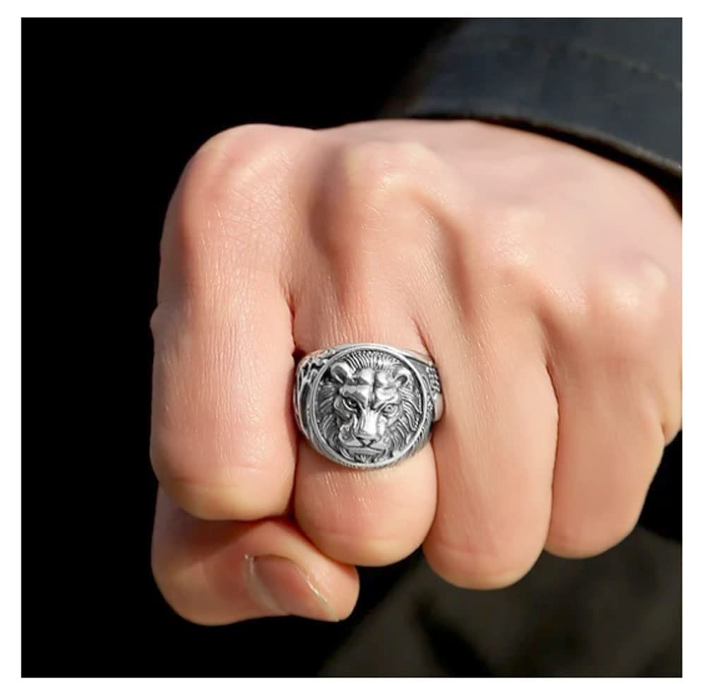 lion silver ring for men