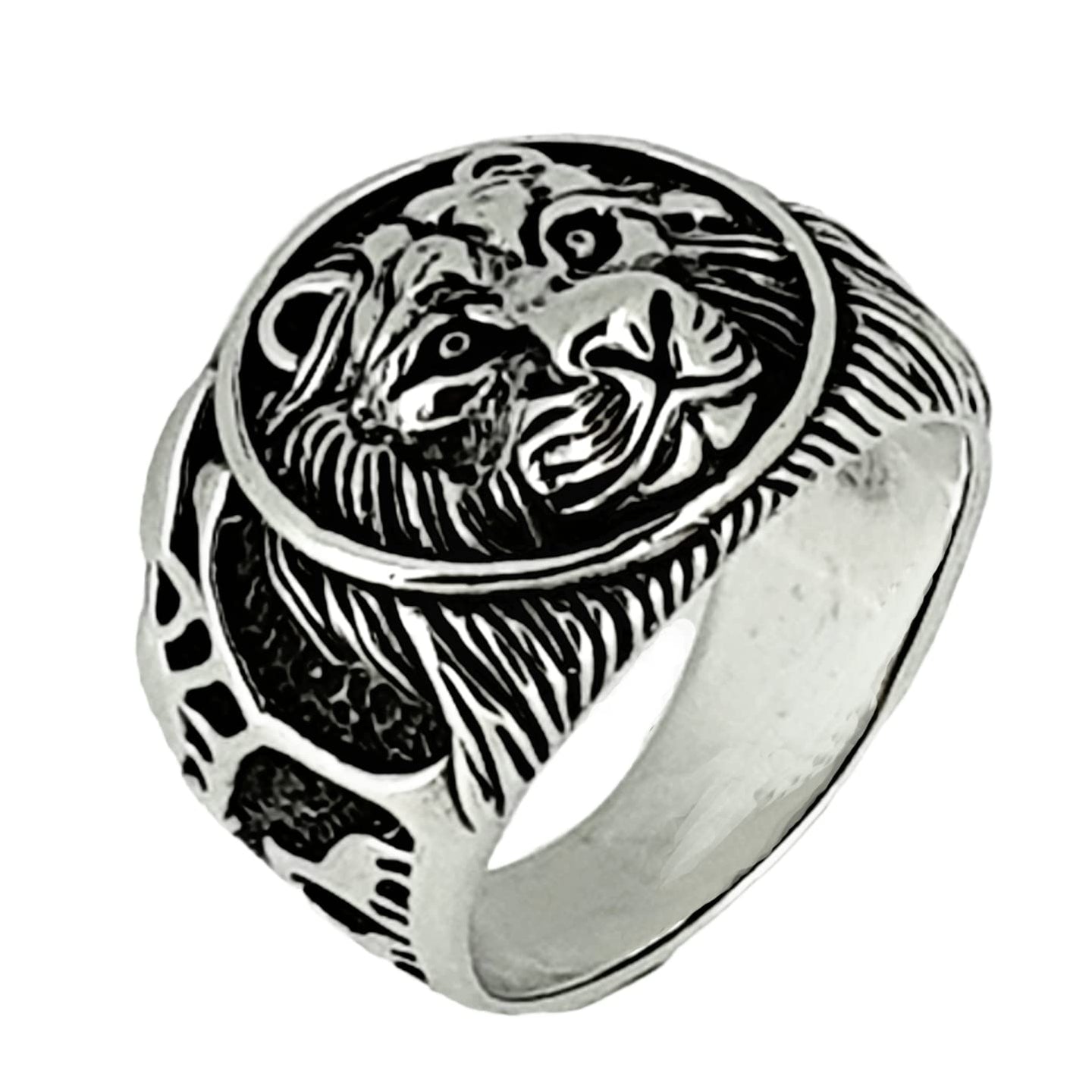 lion silver ring for men