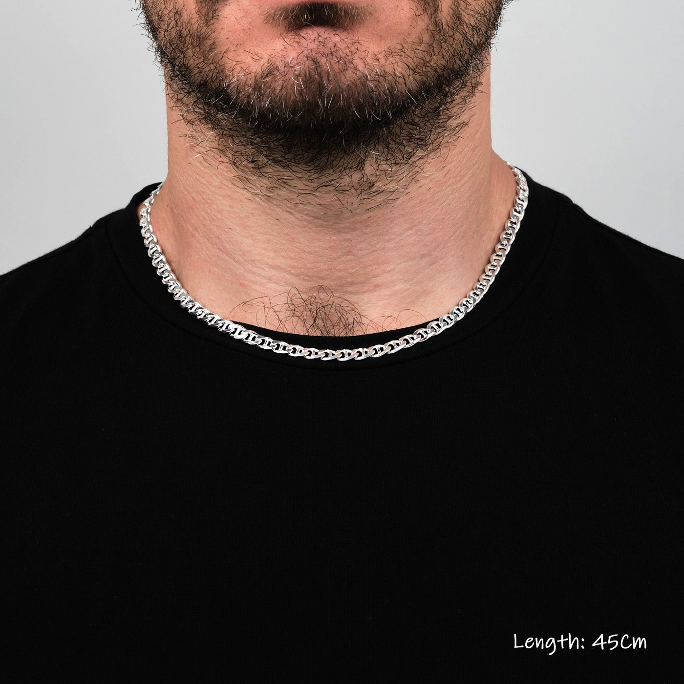 Mens Silver Chain Necklace | 925 Sterling Silver 6.5mm Marina Chain Necklace | Solid Thick Chain For Men