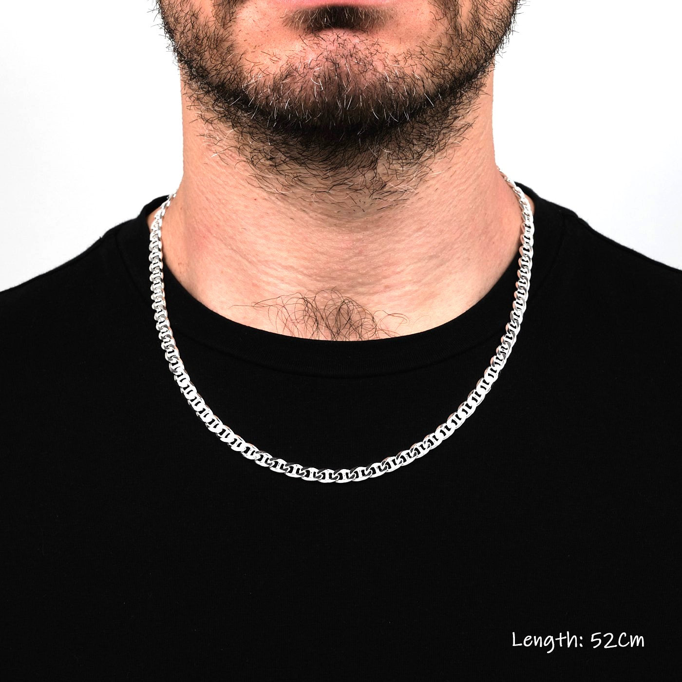 Mens Silver Chain Necklace | 925 Sterling Silver 6.5mm Marina Chain Necklace | Solid Thick Chain For Men