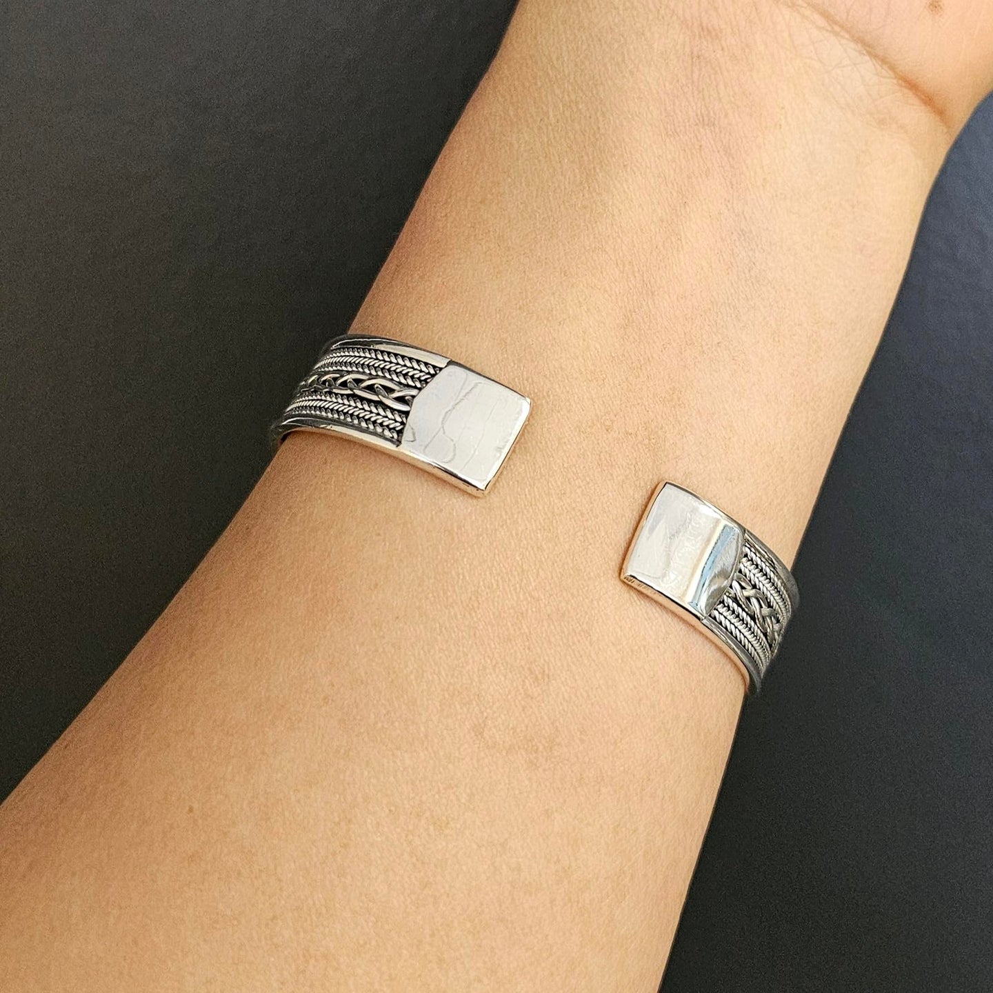 braided silver bangle