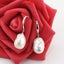 Womens Elegant Large Pearl Pendant Necklace and Earring Set