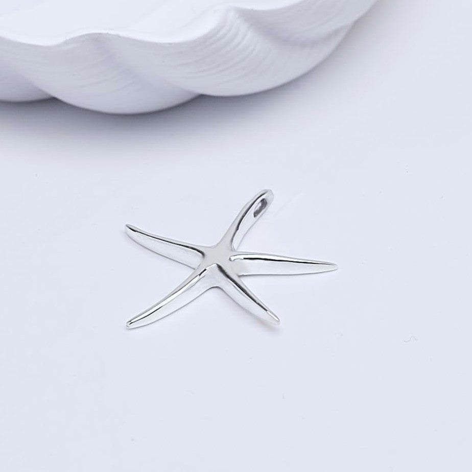 large plain starfish silver pendant