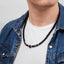 Black/Red Tigers Eye Beaded Gemstone Necklace for Men