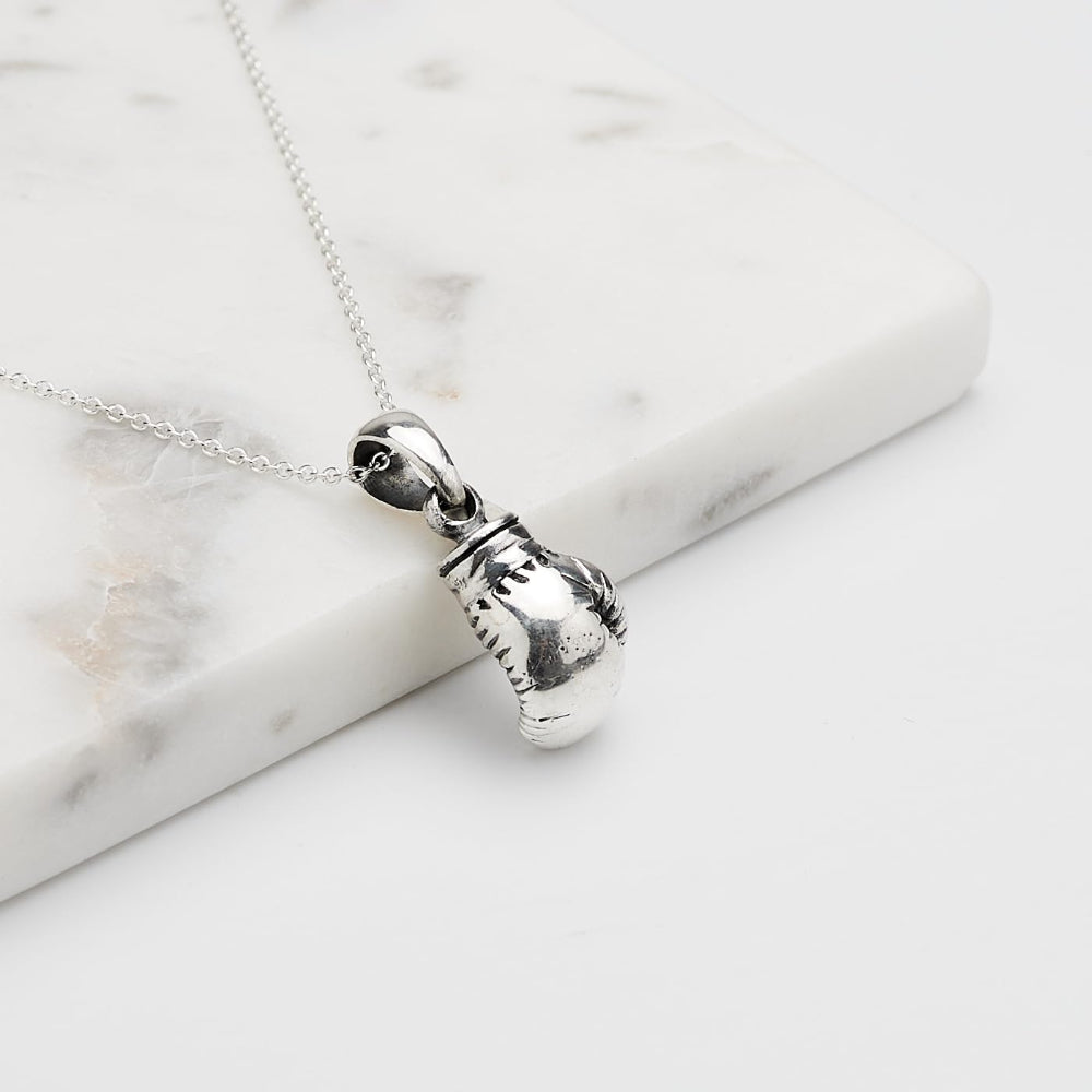 Silver Boxing Glove Charm Necklace