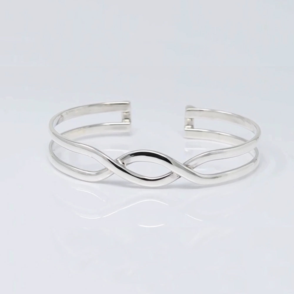 Treasure Bay Gorgeous Handcrafted 925 Sterling Silver Bangle Bracelet for Women Girls - Adjustable Open Cuff Bracelet, Handmade