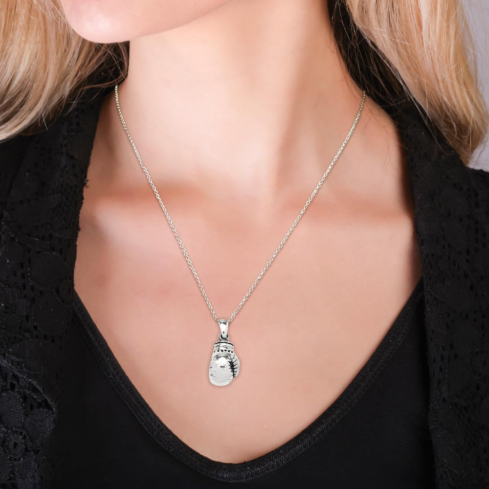 Women’s Sterling Silver Boxing Glove Necklace