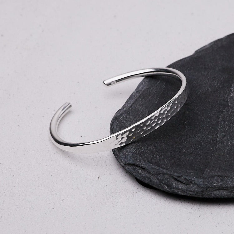 Silver Hammered bangle for women