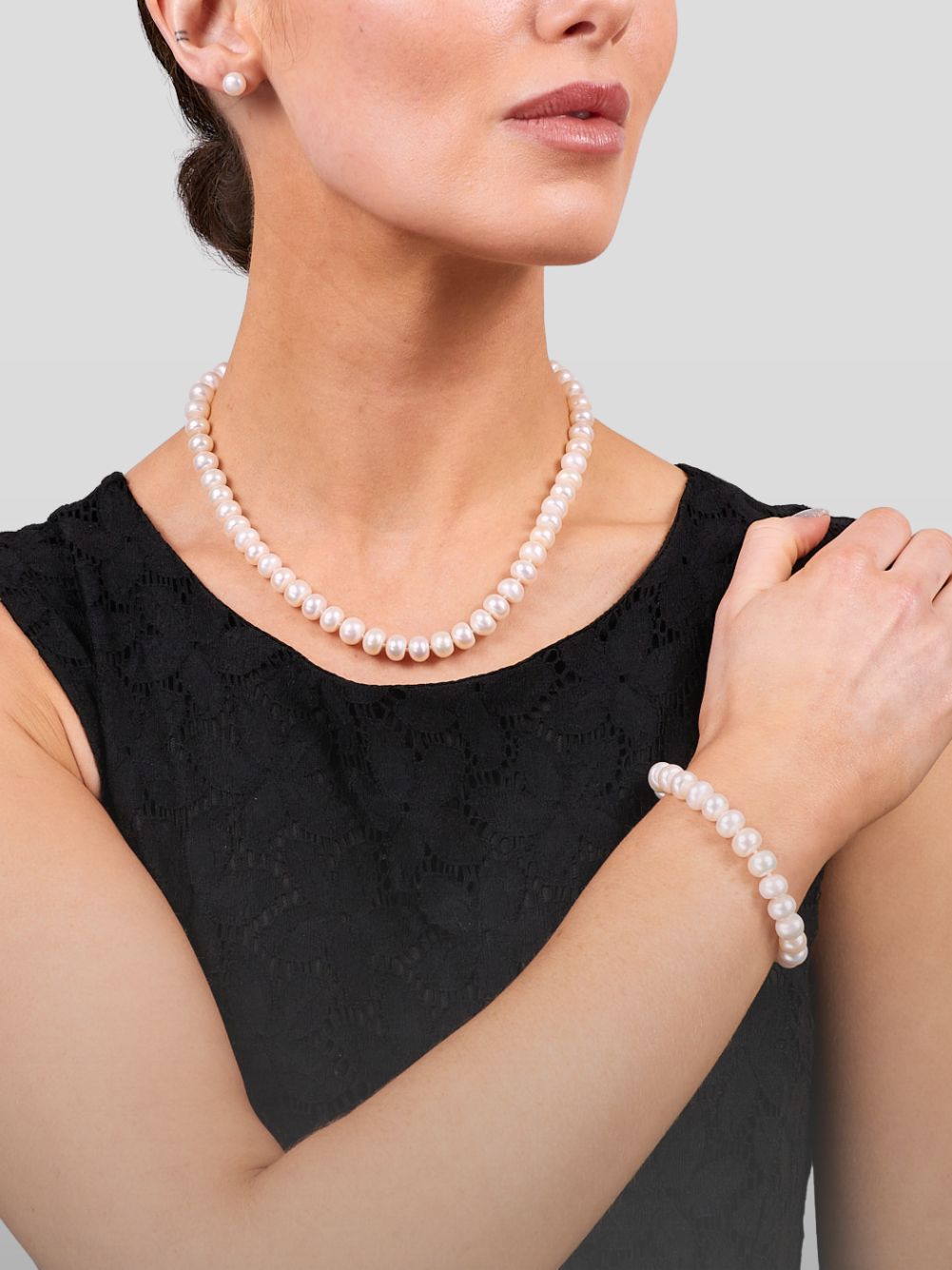 pearl necklace bracelet set for women 
