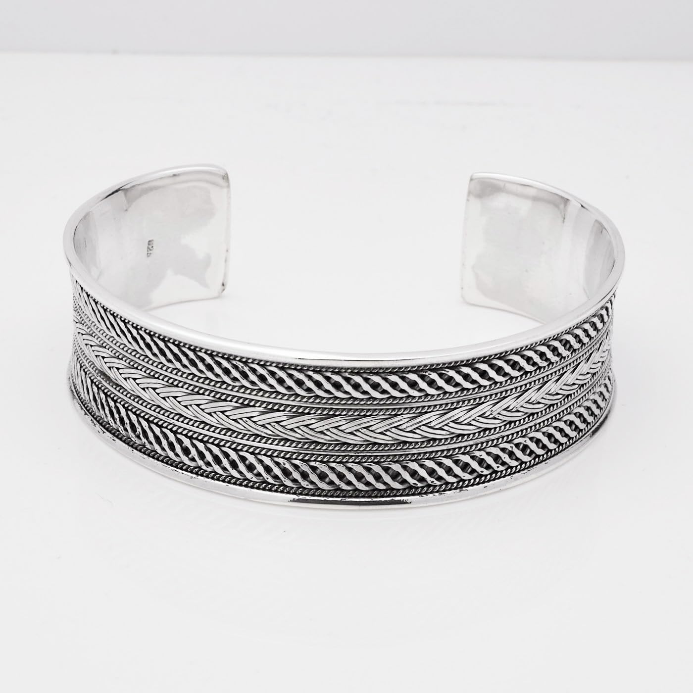 Womens Mens Chunky Celtic Cuff Bangle 925 Sterling Silver