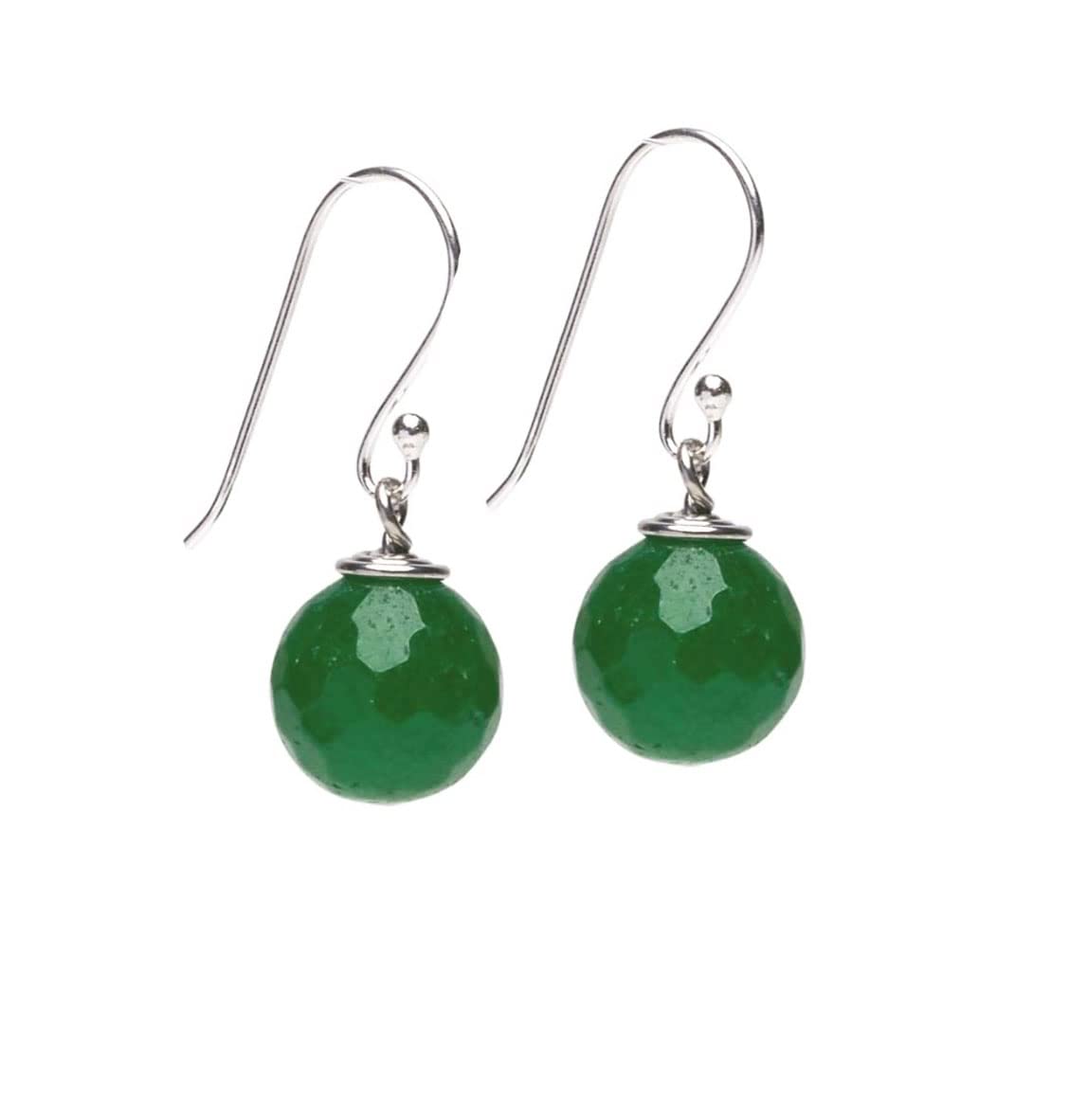 Womens Handmade Natural Green Agate Dangle Drop Earrings
