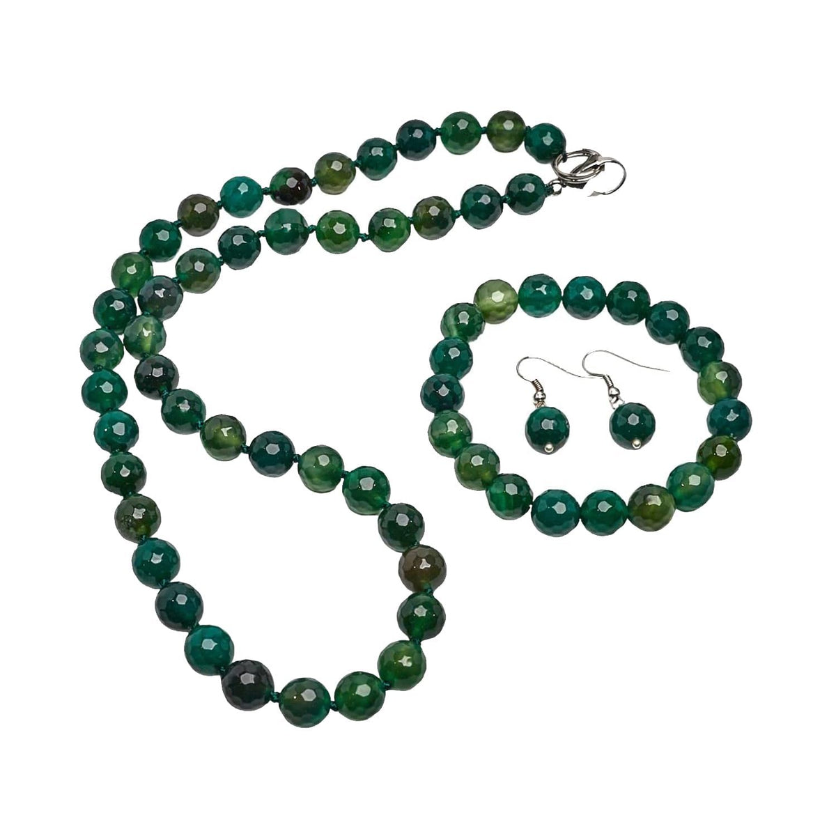 green agate gemstone necklace bracelet and earrings for women and girl