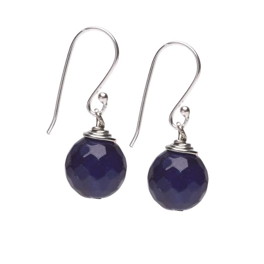 Womens Handmade Natural agate silver ball  Drop Earrings